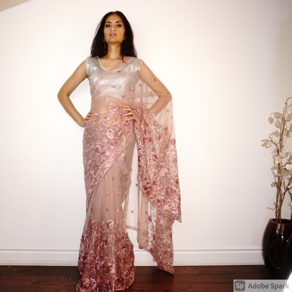 Partywear/Wedding Sequin Saree - Picture 1 of 4